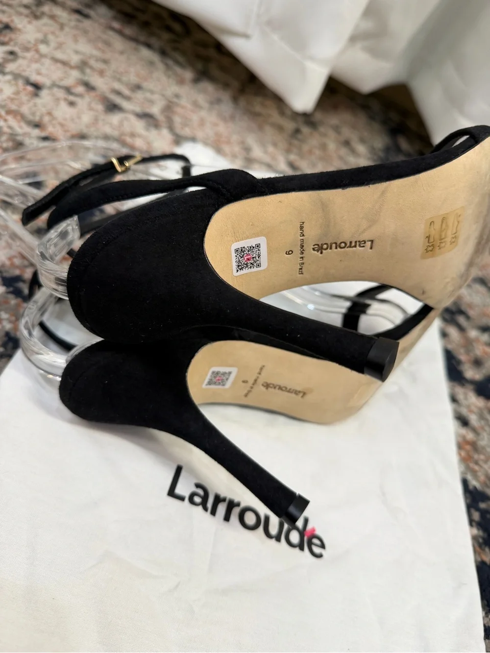 Larroude ‘The Nyx Heel’ in Black Suede Size 9